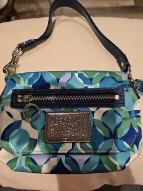 Coach Teal Blue Geometric Mini Shoulder Bag
